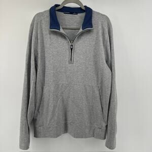 B Draddy Quarter Zip Performance Pullover Mens L Gray Blue Preppy Golf Stretch